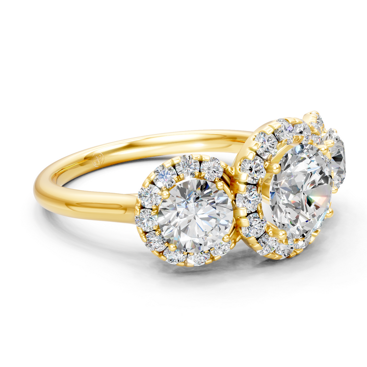 Moissanite or Lab-Grown Solitaire 1ct Round Diamond with Two 0.50ct Side Diamonds Stylish Ring - 2.53ct | 925 Silver