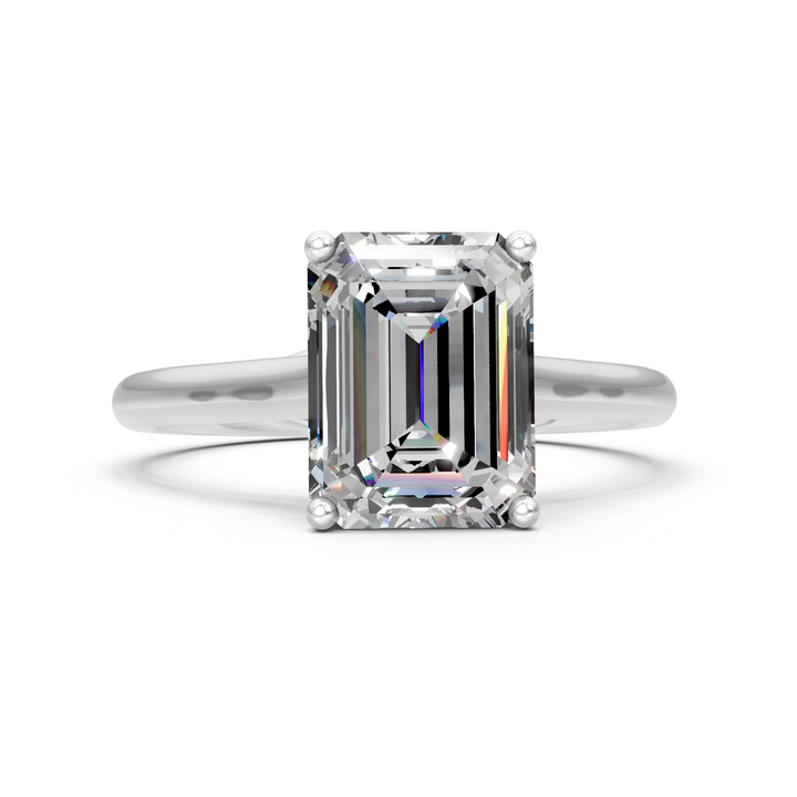 Moissanite or Lab-Grown Solitaire 1ct Emerald Diamond Statement Ring - 1ct | 925 Silver