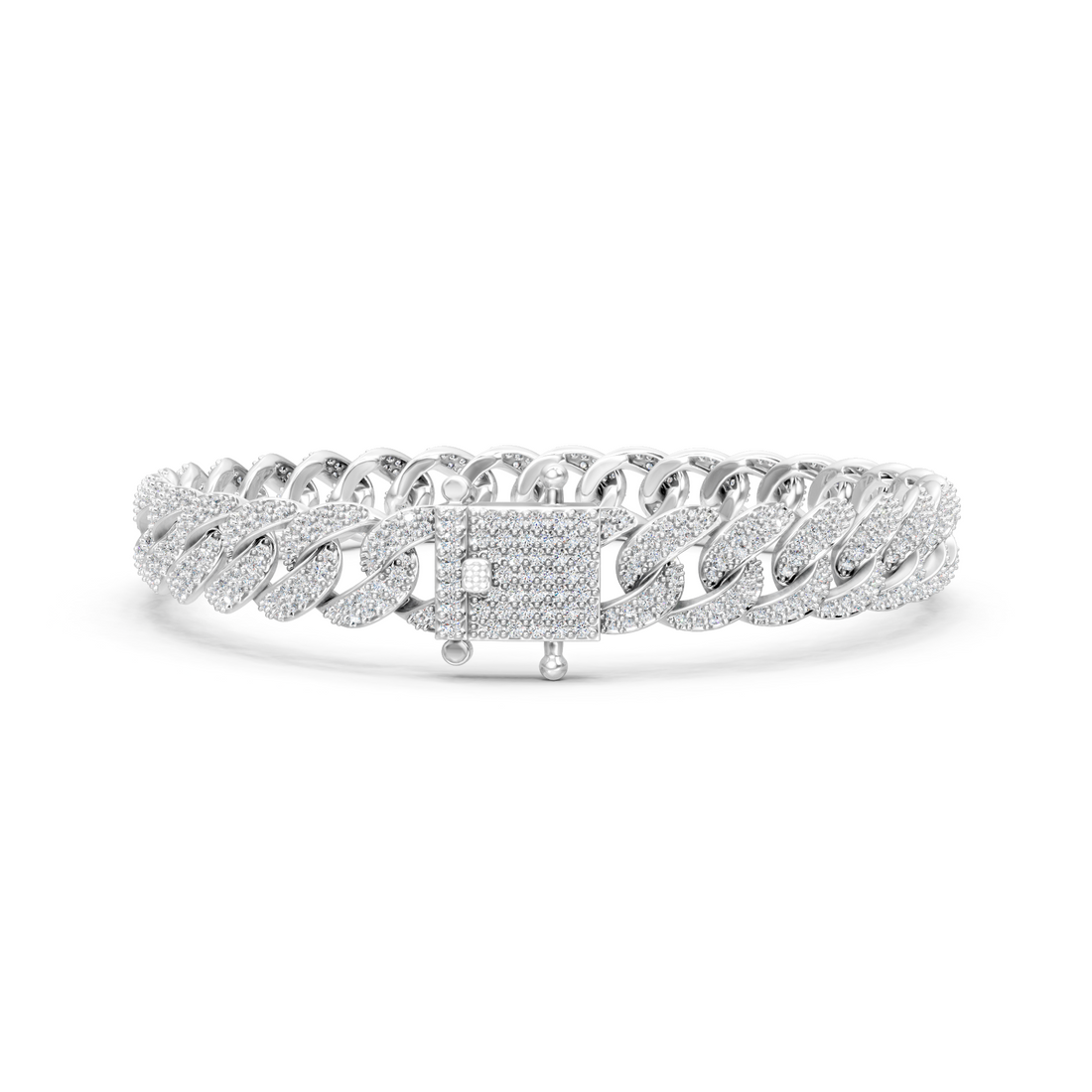 Lab-Grown or Natural Round Diamond Cuban Bracelet - 4.63ct | 8 Inch | Gold, White Gold, Rose Gold, Silver