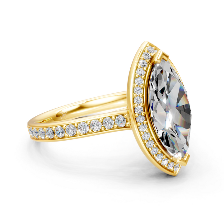 Moissanite or Lab-Grown Solitaire 1ct Marquise Diamond Halo Engagement Ring - 1.47ct | 925 Silver
