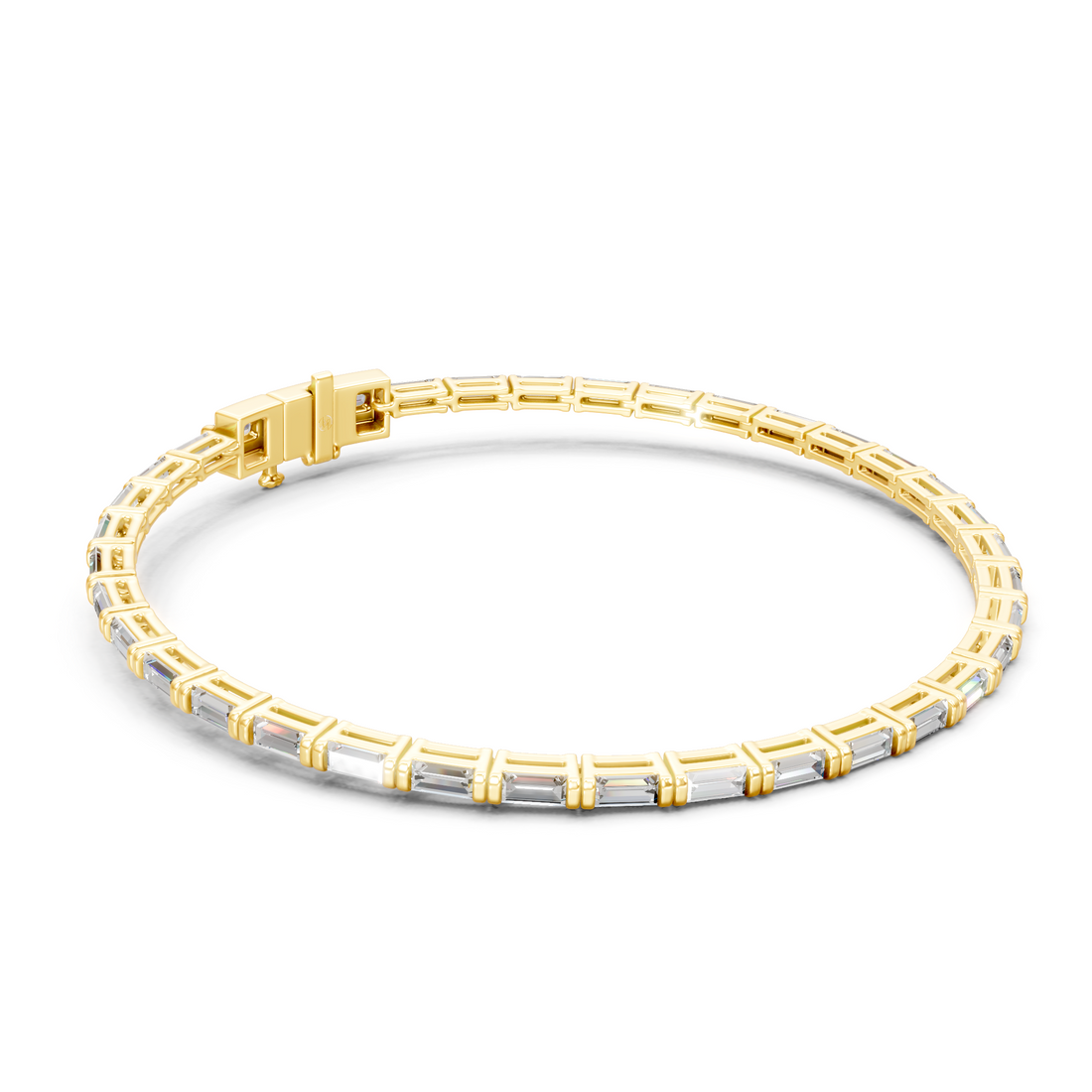 Lab-Grown or Natural Baguette Diamond Tennis Bracelet - 3.7ct | 8 Inch | Gold, White Gold, Rose Gold, Silver