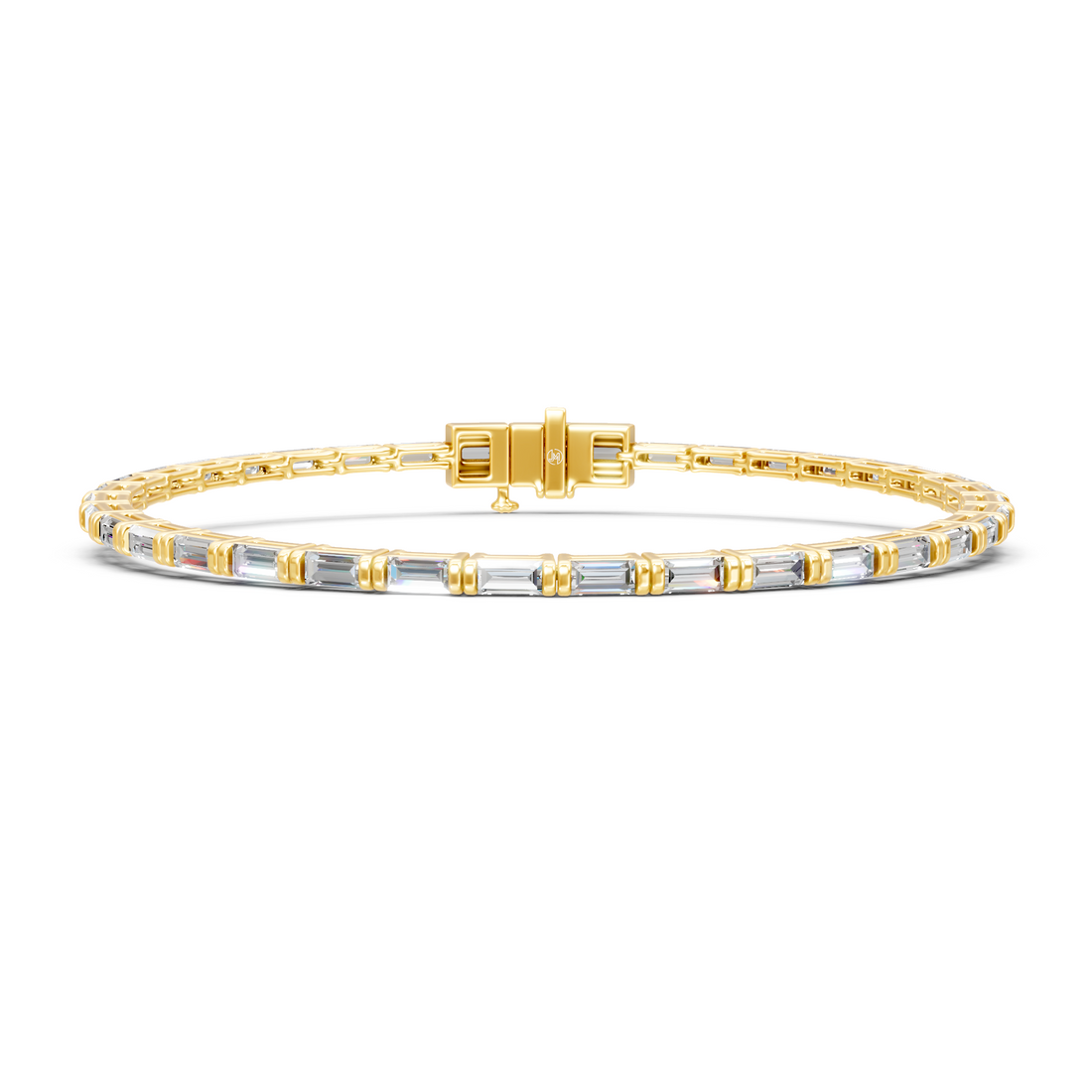 Lab-Grown or Natural Baguette Diamond Tennis Bracelet - 3.7ct | 8 Inch | Gold, White Gold, Rose Gold, Silver