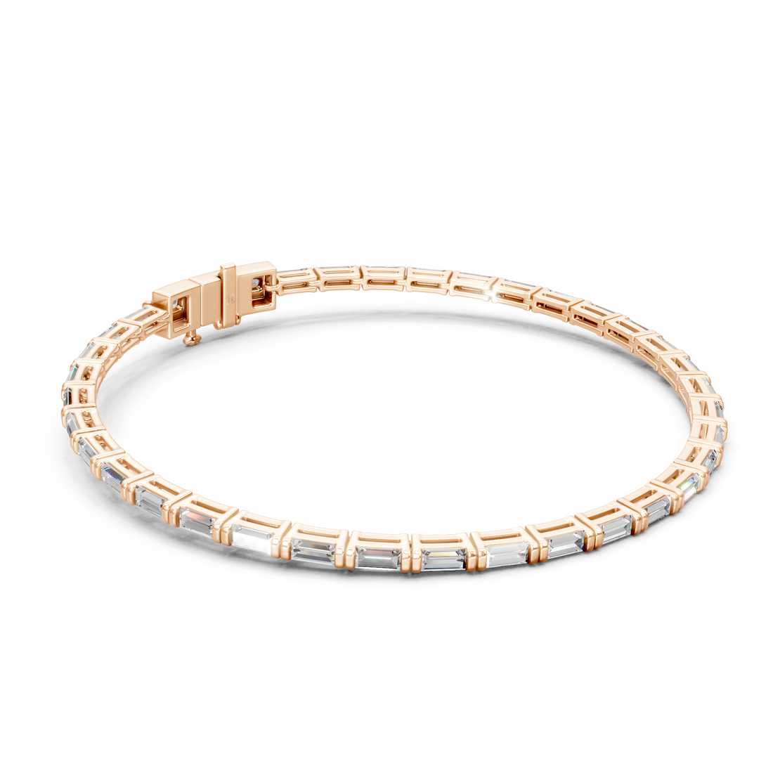 Lab-Grown or Natural Baguette Diamond Tennis Bracelet - 3.7ct | 8 Inch | Gold, White Gold, Rose Gold, Silver