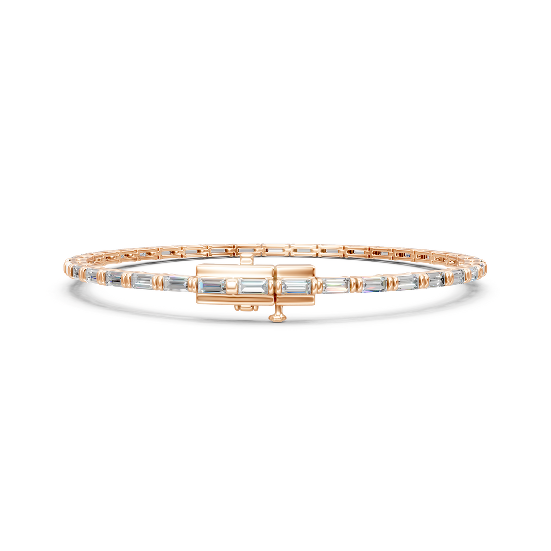 Lab-Grown or Natural Baguette Diamond Tennis Bracelet - 3.7ct | 8 Inch | Gold, White Gold, Rose Gold, Silver