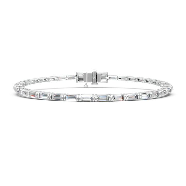 Lab-Grown or Natural Baguette Diamond Tennis Bracelet - 3.7ct | 8 Inch | Gold, White Gold, Rose Gold, Silver