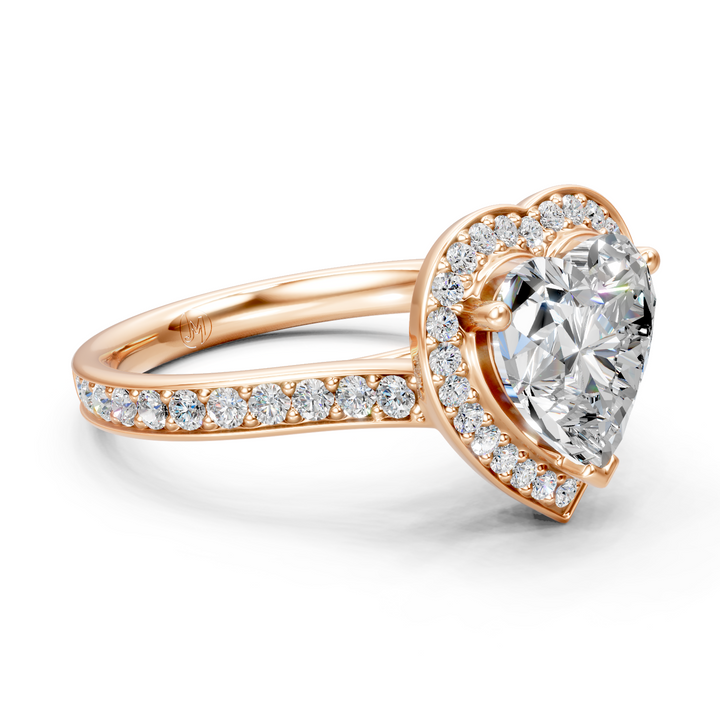 Moissanite or Lab-Grown Solitaire 1ct Heart Diamond Halo Engagement Ring - 1.47ct | 925 Silver