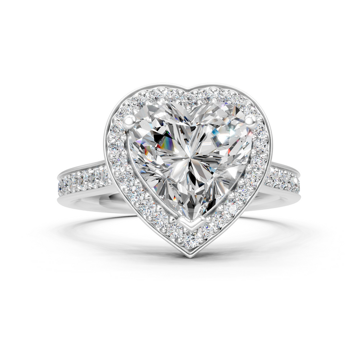 Moissanite or Lab-Grown Solitaire 1ct Heart Diamond Halo Engagement Ring - 1.47ct | 925 Silver