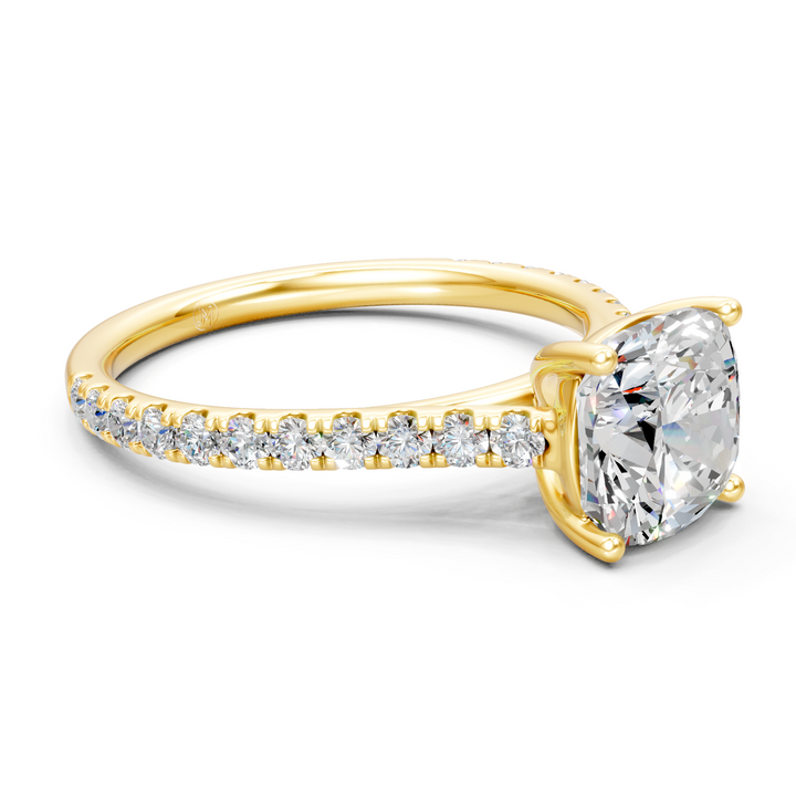 Moissanite or Lab-Grown Solitaire 1ct Cushion with Round Diamond Engagement Ring - 1.40ct | 925 Silver