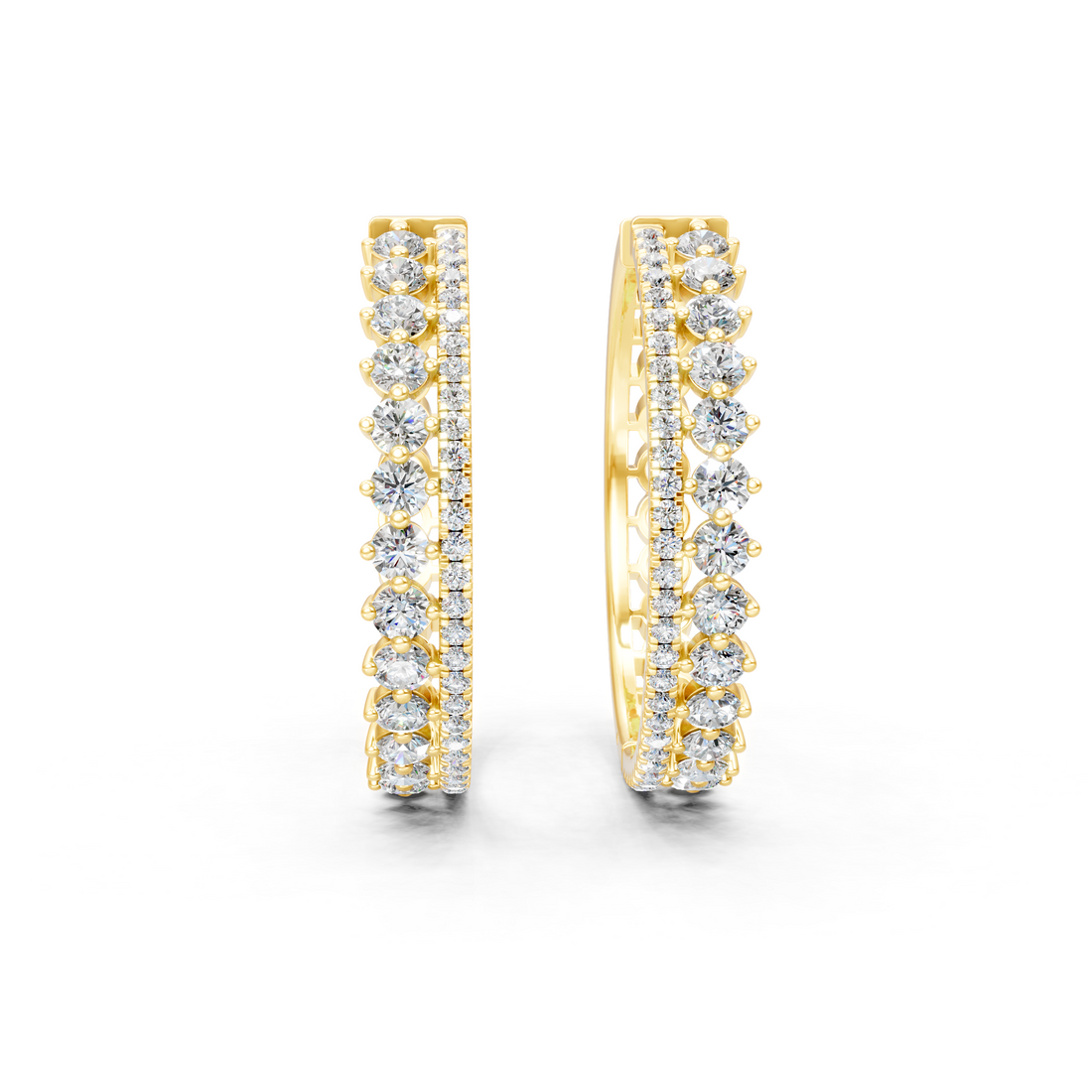 Lab-Grown or Natural Round Diamond Modern Hoop Earrings - 4.86ct | Gold, White Gold, Rose Gold, Silver