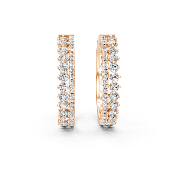 Lab-Grown or Natural Round Diamond Modern Hoop Earrings - 4.86ct | Gold, White Gold, Rose Gold, Silver