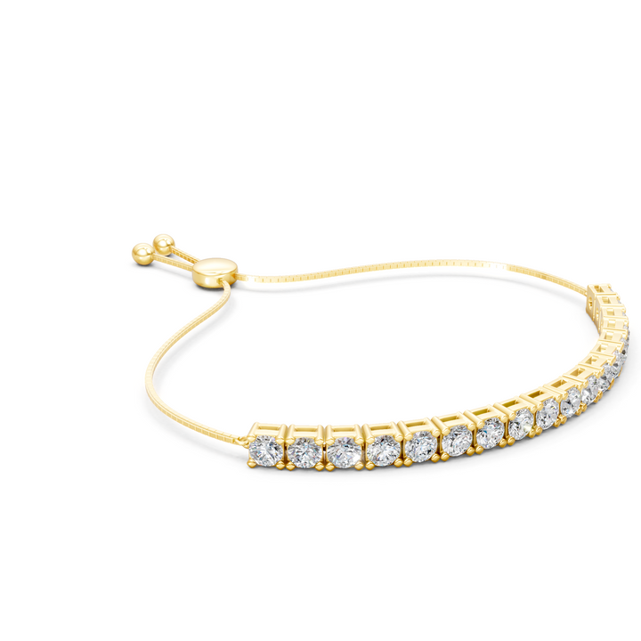 Lab-Grown or Natural Round Diamond Adjustable Bracelet - 5.57ct | Gold, White Gold, Rose Gold, Silver