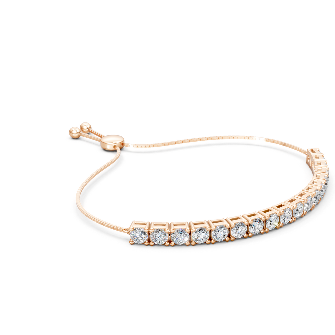 Lab-Grown or Natural Round Diamond Adjustable Bracelet - 5.57ct | Gold, White Gold, Rose Gold, Silver