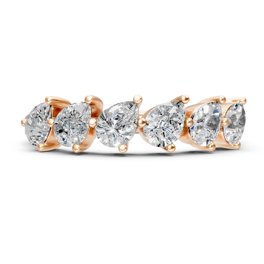 Lab-Grown or Natural Pear Diamond Half Eternity Ring - 0.78ct | Gold, White Gold, Rose Gold, Silver