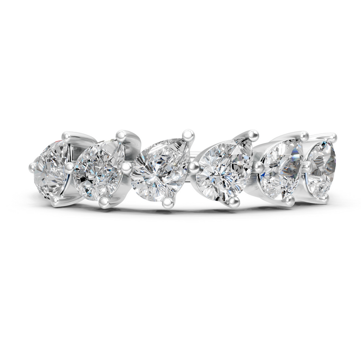 Lab-Grown or Natural Pear Diamond Half Eternity Ring - 0.78ct | Gold, White Gold, Rose Gold, Silver