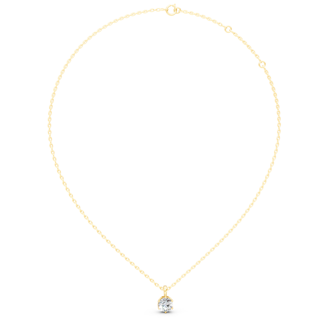 Lab-Grown or Natural Solitaire Round Diamond Pendant - 1ct | Gold, White Gold, Rose Gold, Silver