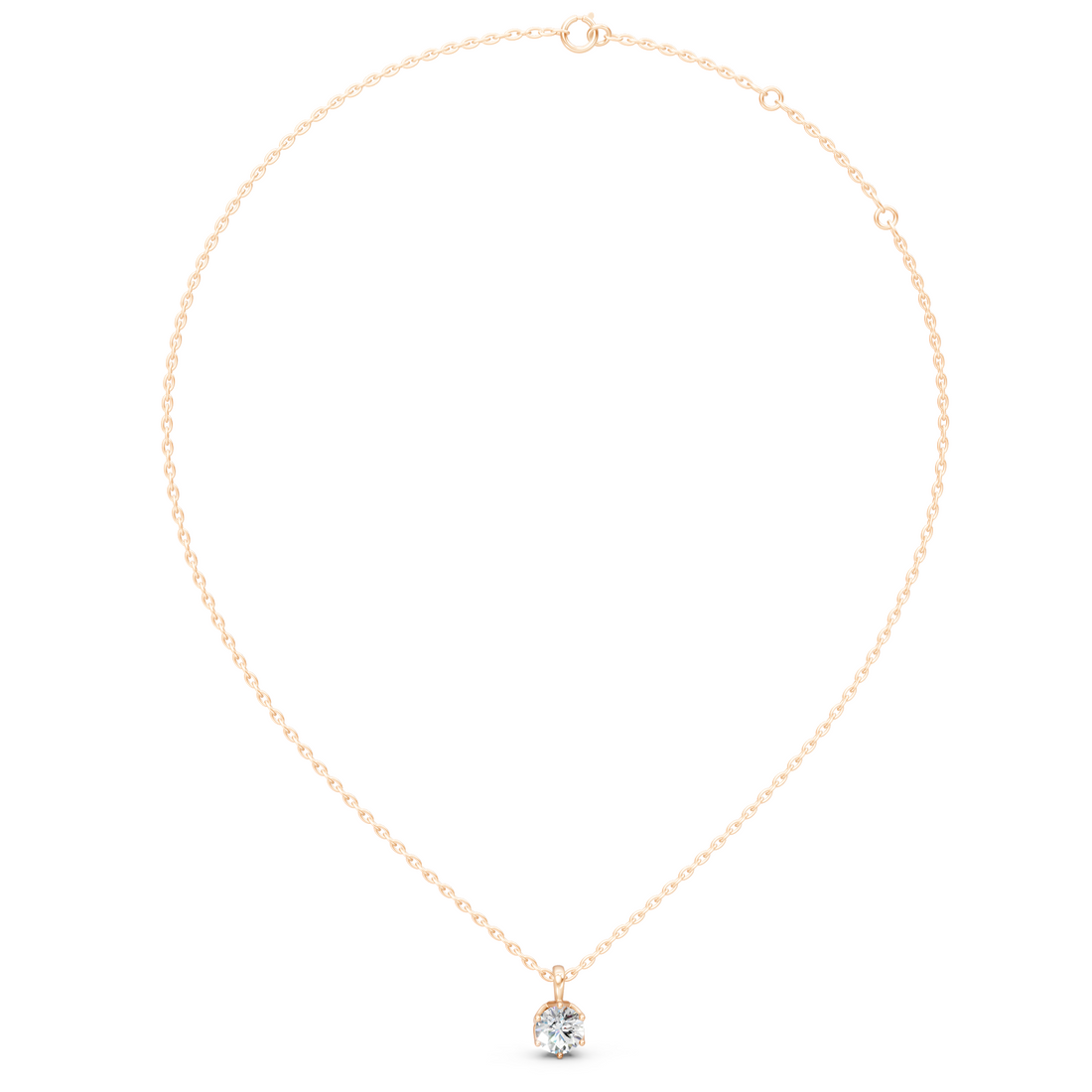 Lab-Grown or Natural Solitaire Round Diamond Pendant - 1ct | Gold, White Gold, Rose Gold, Silver