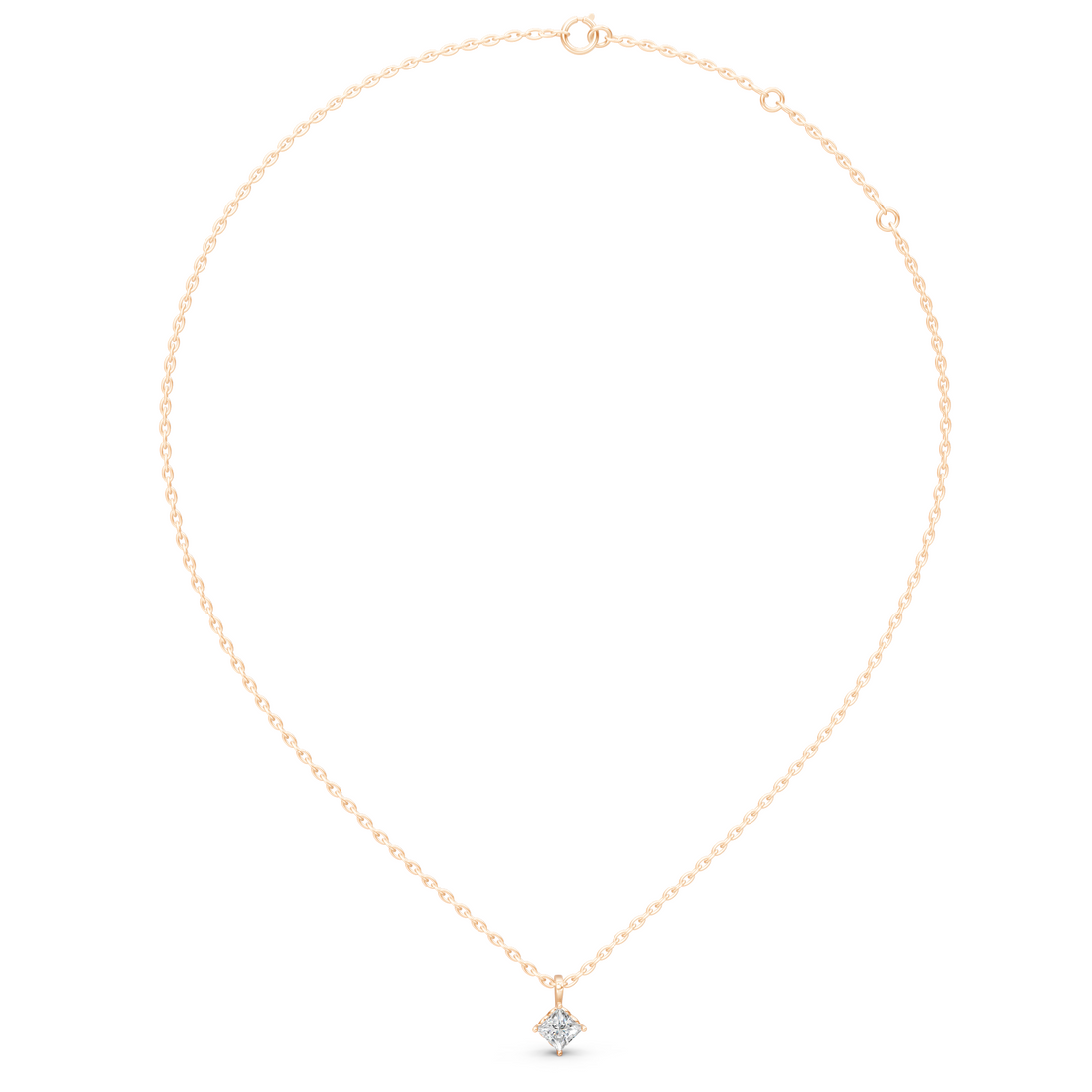 Lab-Grown or Natural Solitaire Princess Diamond Pendant - 1ct | Gold, White Gold, Rose Gold, Silver