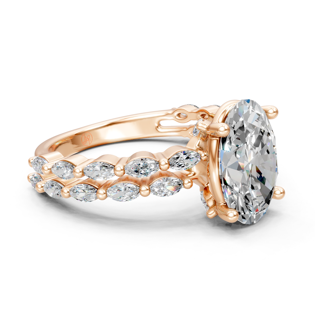 Lab-Grown or Natural Solitaire 1ct Oval and Marquise Diamond Engagement Ring - 1.72ct | Gold, White Gold, Rose Gold, Silver