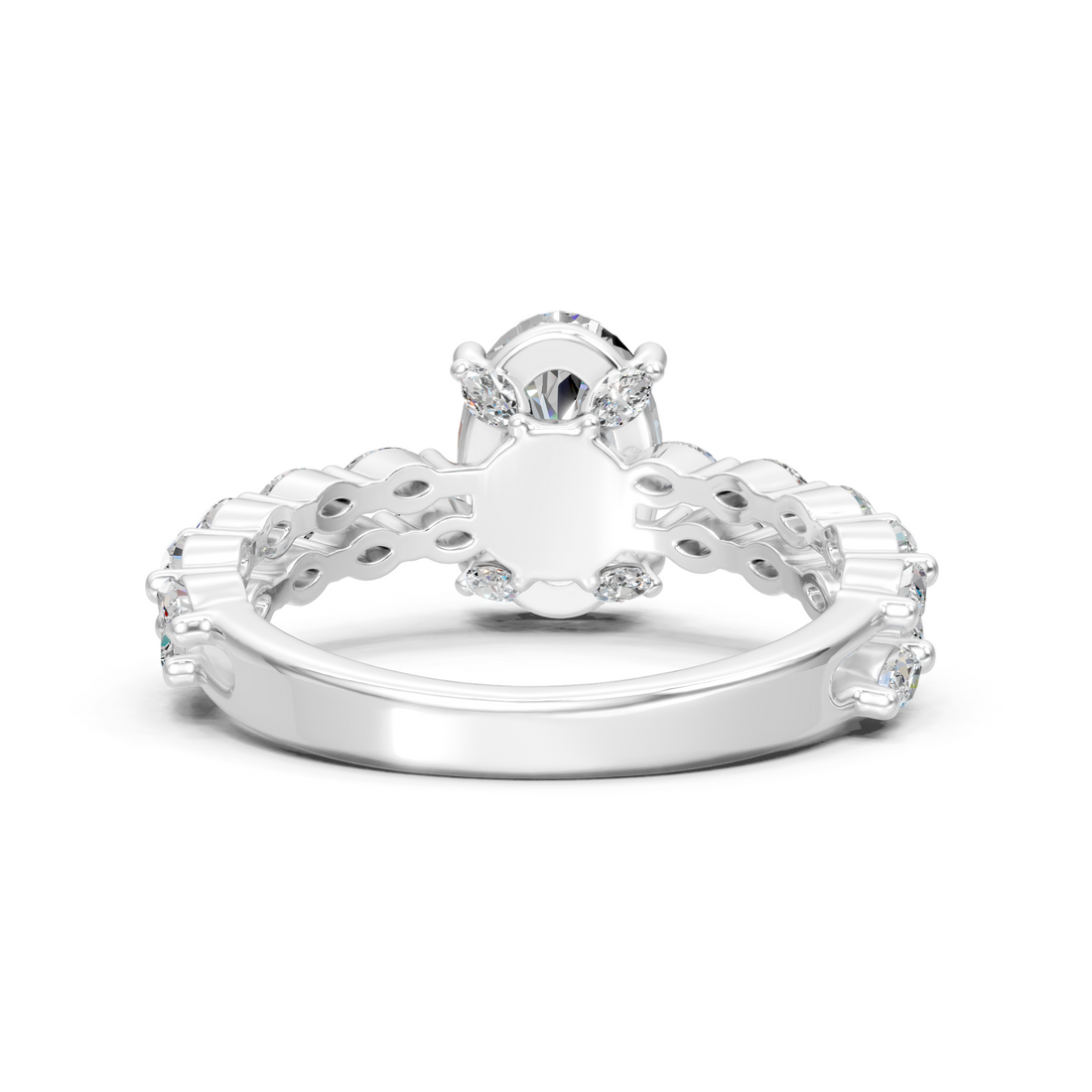 Lab-Grown or Natural Solitaire 1ct Oval and Marquise Diamond Engagement Ring - 1.72ct | Gold, White Gold, Rose Gold, Silver