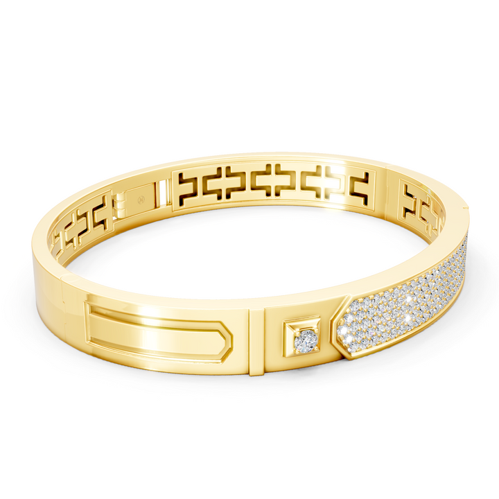 Lab-Grown or Natural Round Diamond Men's Stylish Bracelet - 2.77ct | Gold, White Gold, Rose Gold, Silver