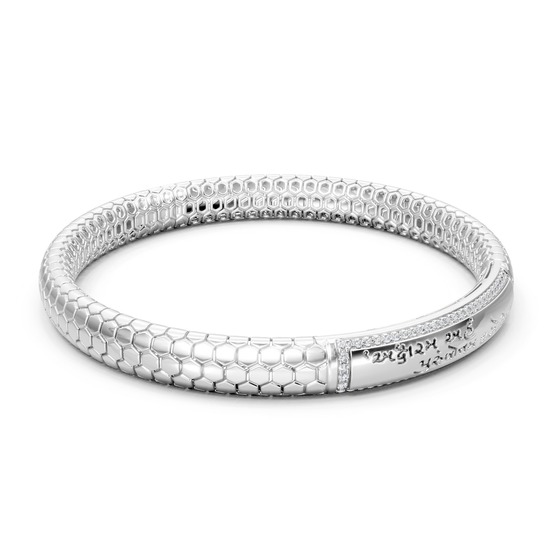 Lab-Grown or Natural Round Diamond Men's Engraved Bracelet - 0.62ct | Gold, White Gold, Rose Gold, Silver