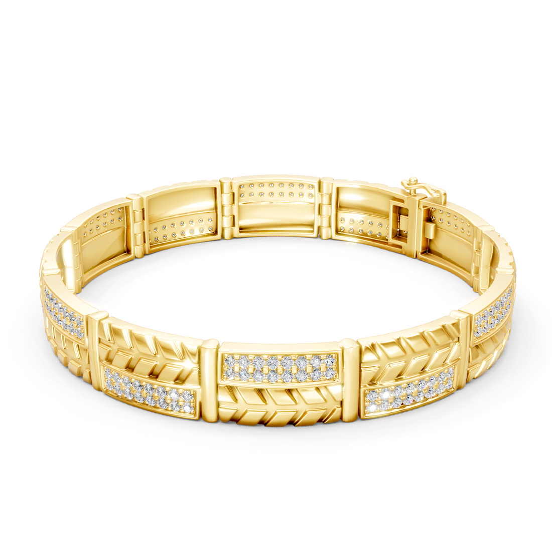 Lab-Grown or Natural Round Diamond Men's Bracelet - 3.26ct | Gold, White Gold, Rose Gold, Silver