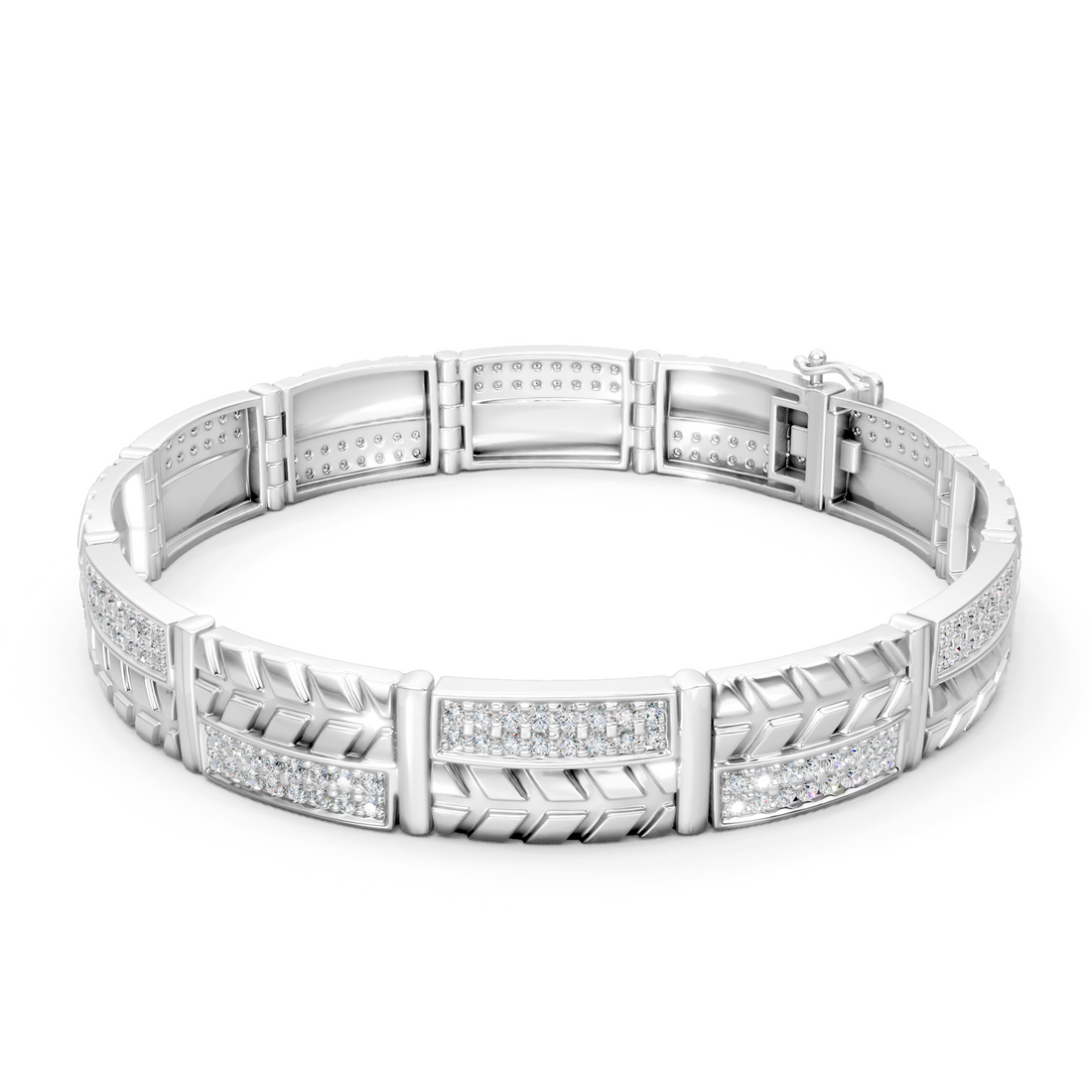 Lab-Grown or Natural Round Diamond Men's Bracelet - 3.26ct | Gold, White Gold, Rose Gold, Silver