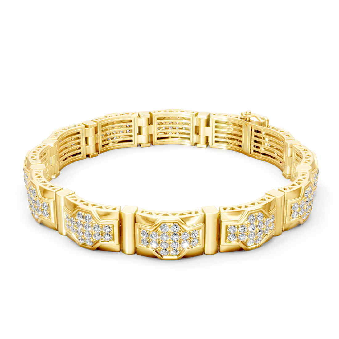 Lab-Grown or Natural Round Diamond Men's Stylish Bracelet - 4.8ct | Gold, White Gold, Rose Gold, Silver