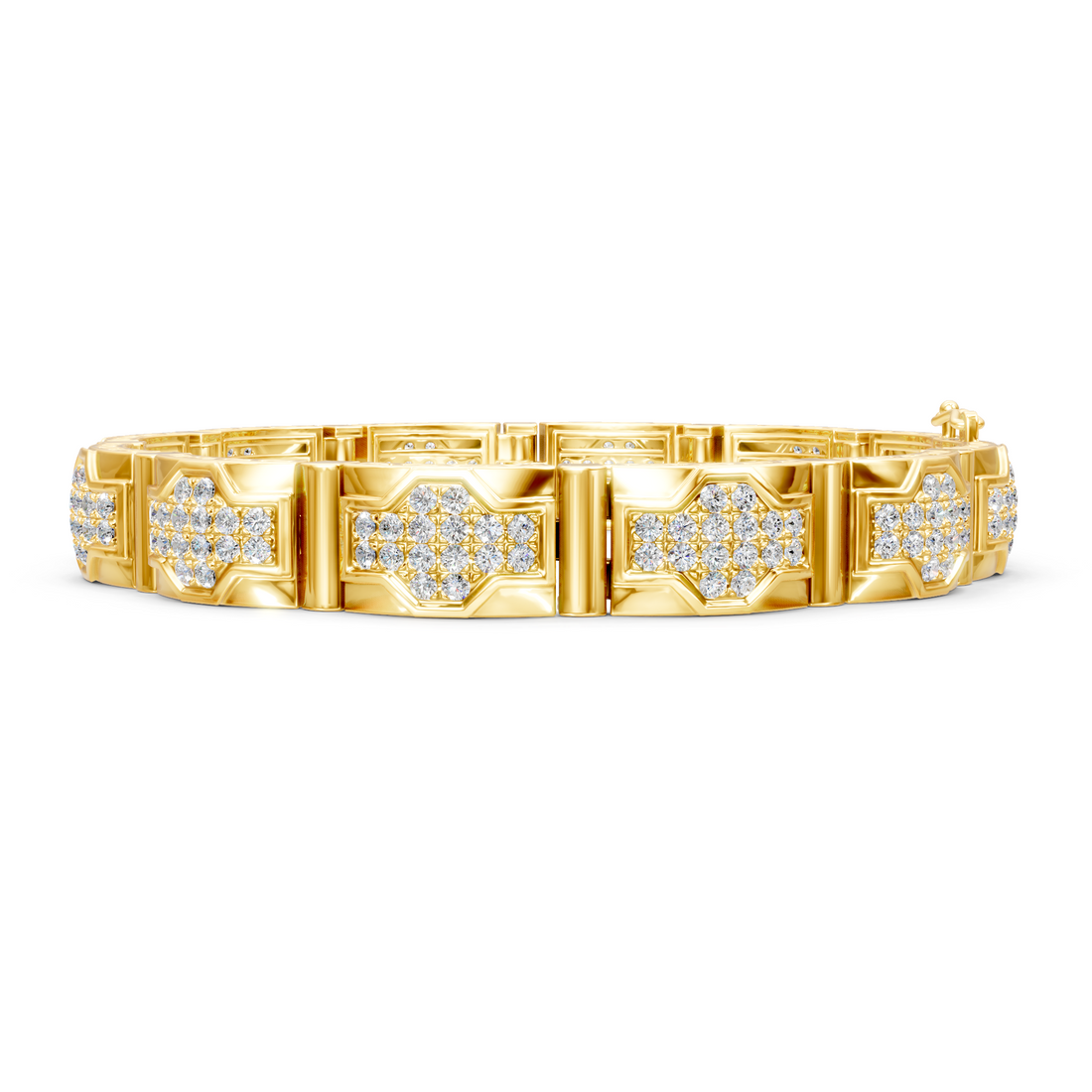 Lab-Grown or Natural Round Diamond Men's Stylish Bracelet - 4.8ct | Gold, White Gold, Rose Gold, Silver