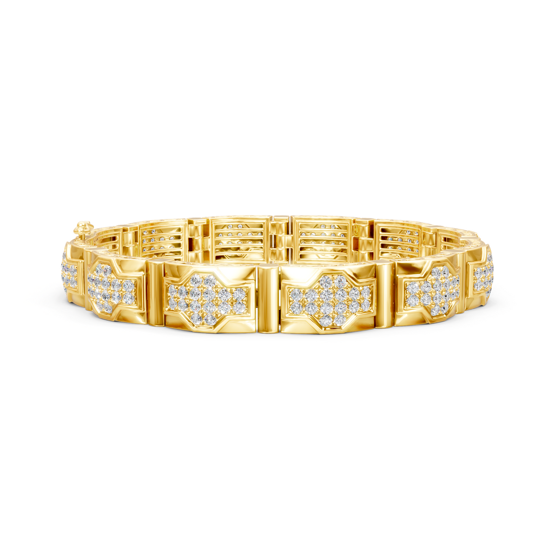 Lab-Grown or Natural Round Diamond Men's Stylish Bracelet - 4.8ct | Gold, White Gold, Rose Gold, Silver