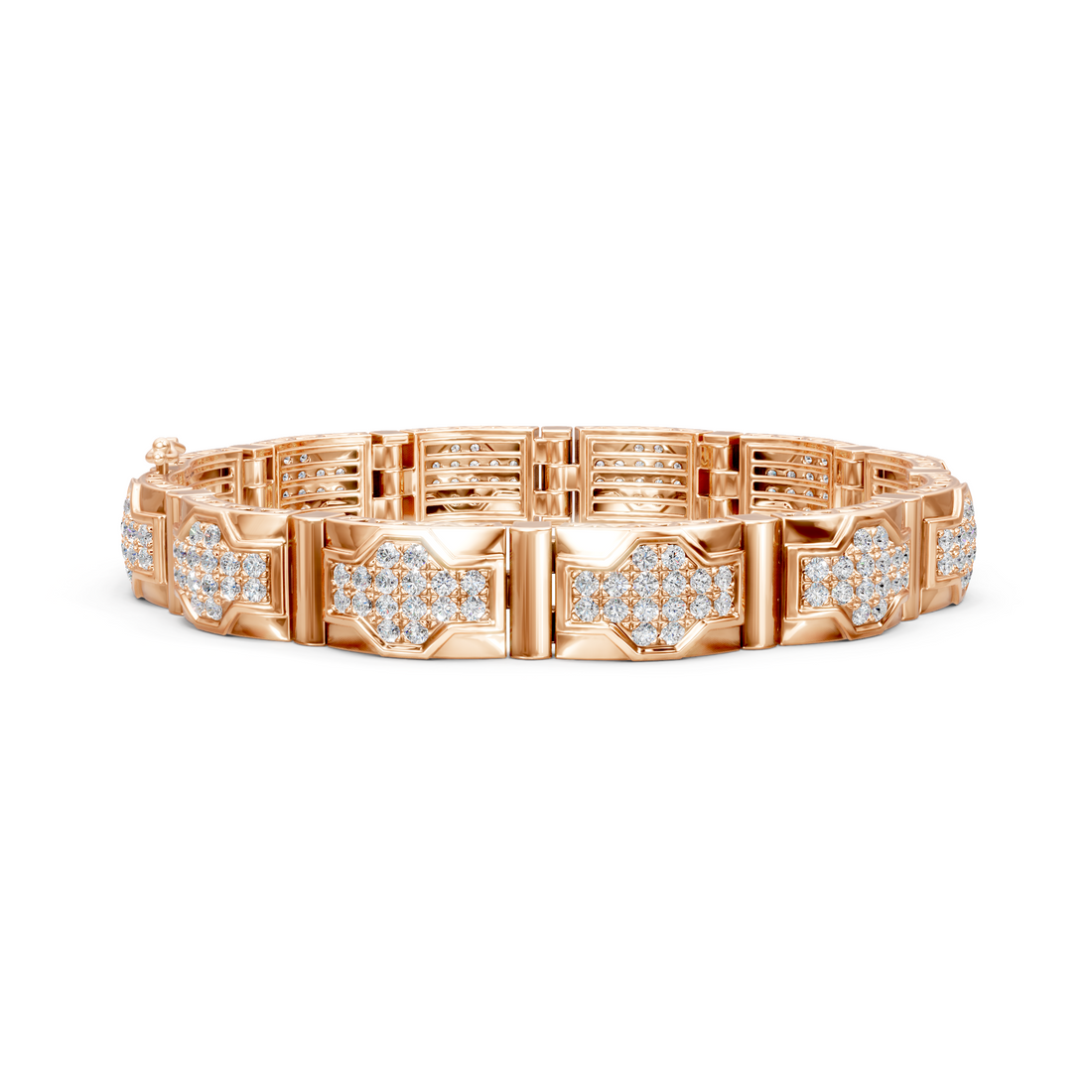 Lab-Grown or Natural Round Diamond Men's Stylish Bracelet - 4.8ct | Gold, White Gold, Rose Gold, Silver