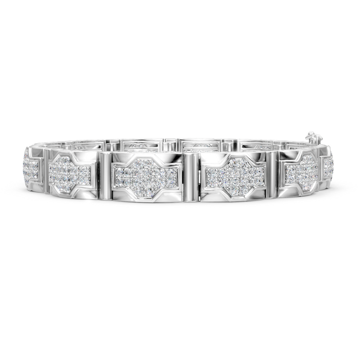 Lab-Grown or Natural Round Diamond Men's Stylish Bracelet - 4.8ct | Gold, White Gold, Rose Gold, Silver