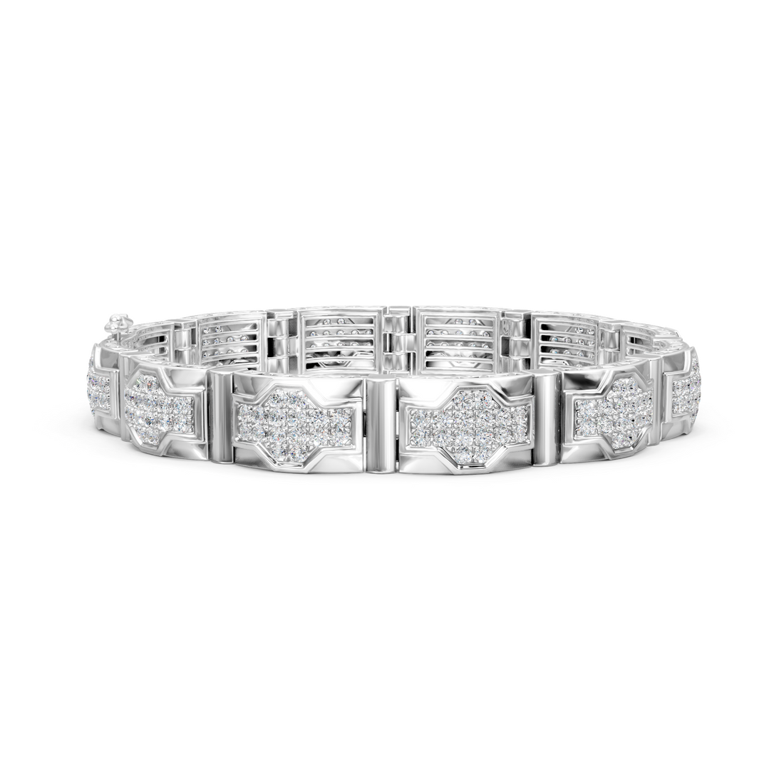 Lab-Grown or Natural Round Diamond Men's Stylish Bracelet - 4.8ct | Gold, White Gold, Rose Gold, Silver