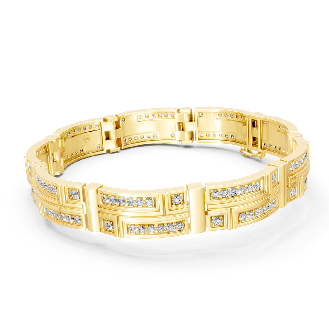 Lab-Grown or Natural Round Diamond Men's Stylish Bracelet - 3.38ct | Gold, White Gold, Rose Gold, Silver