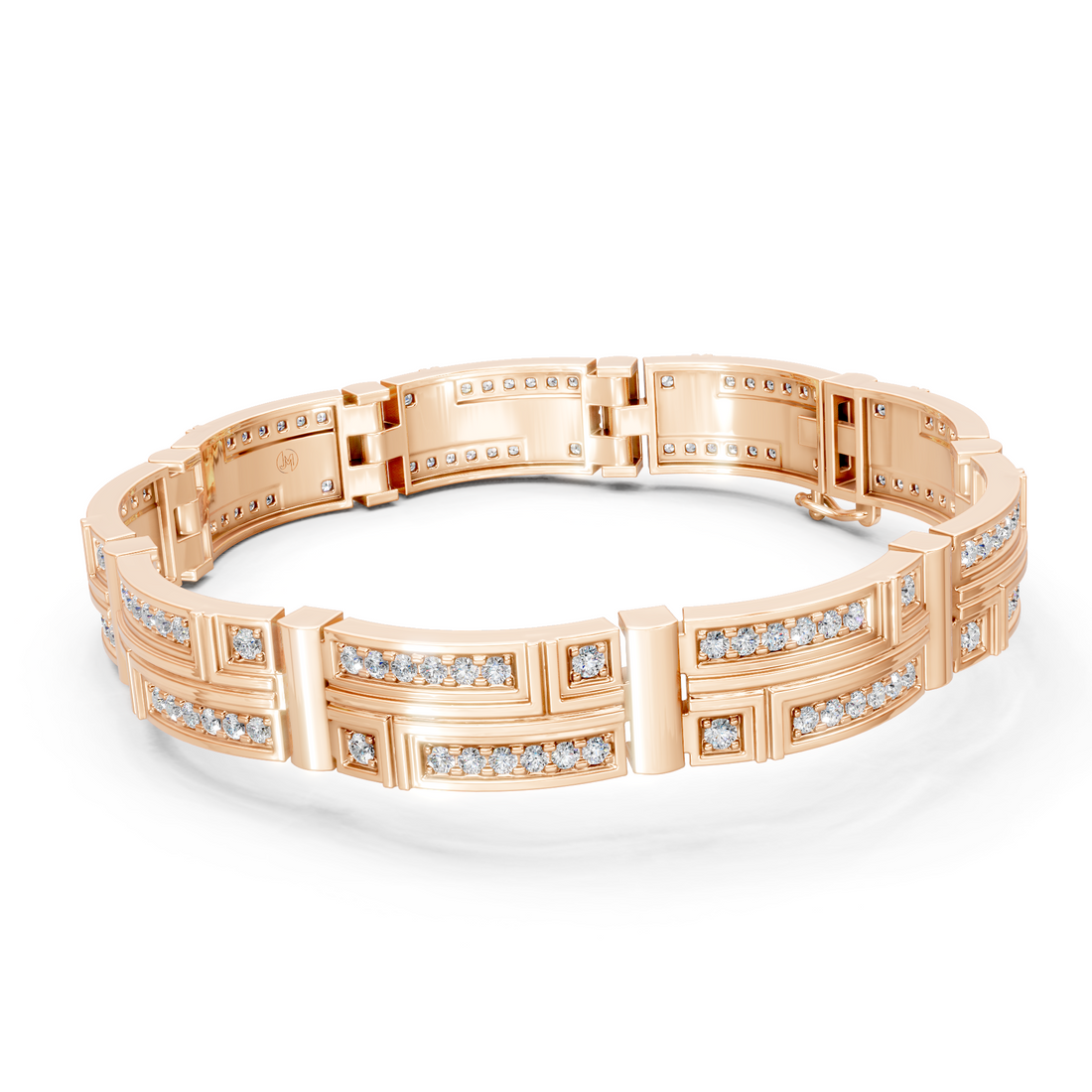 Lab-Grown or Natural Round Diamond Men's Stylish Bracelet - 3.38ct | Gold, White Gold, Rose Gold, Silver