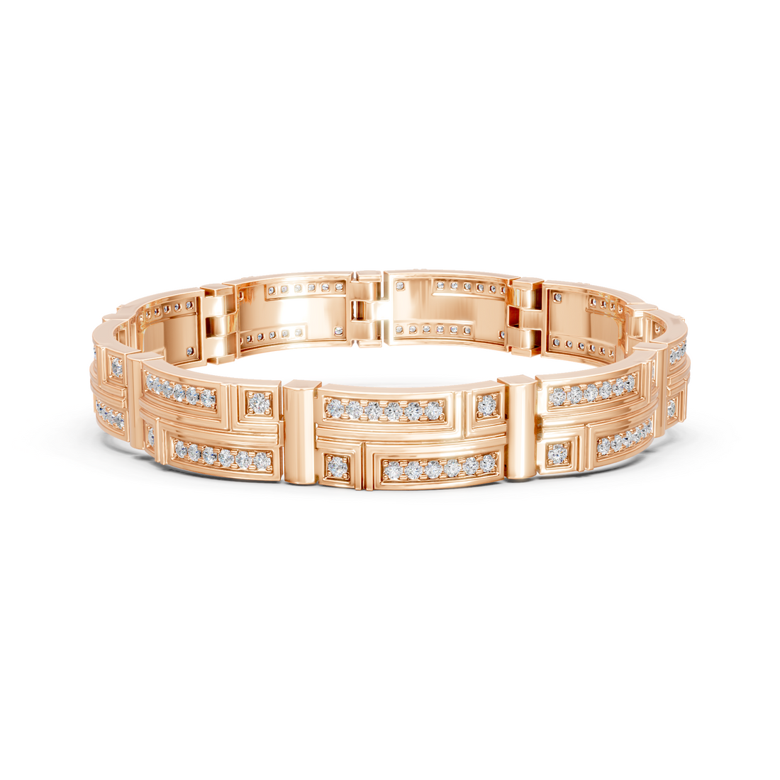 Lab-Grown or Natural Round Diamond Men's Stylish Bracelet - 3.38ct | Gold, White Gold, Rose Gold, Silver