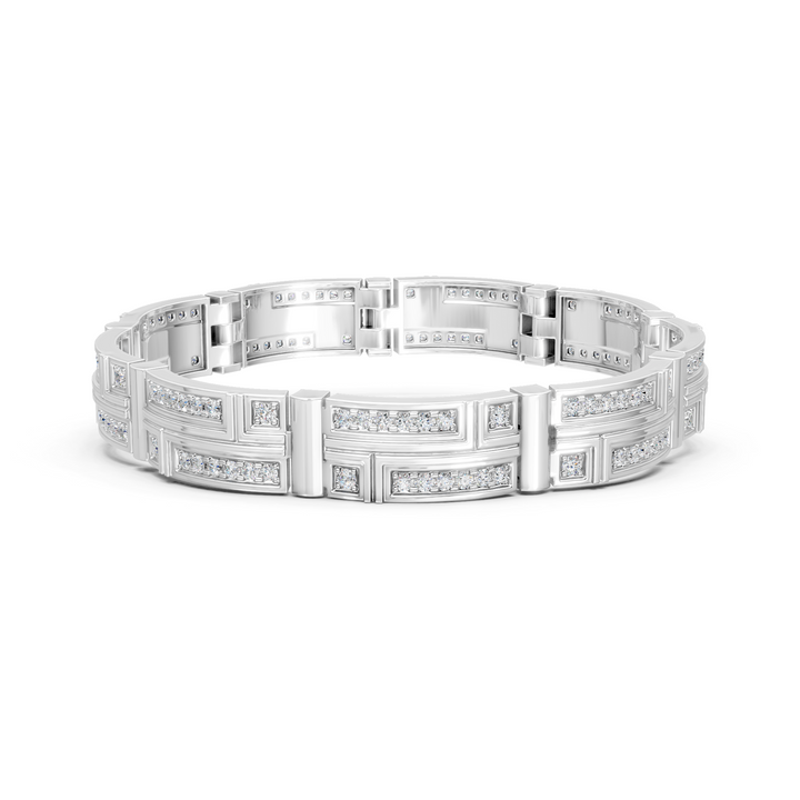 Lab-Grown or Natural Round Diamond Men's Stylish Bracelet - 3.38ct | Gold, White Gold, Rose Gold, Silver