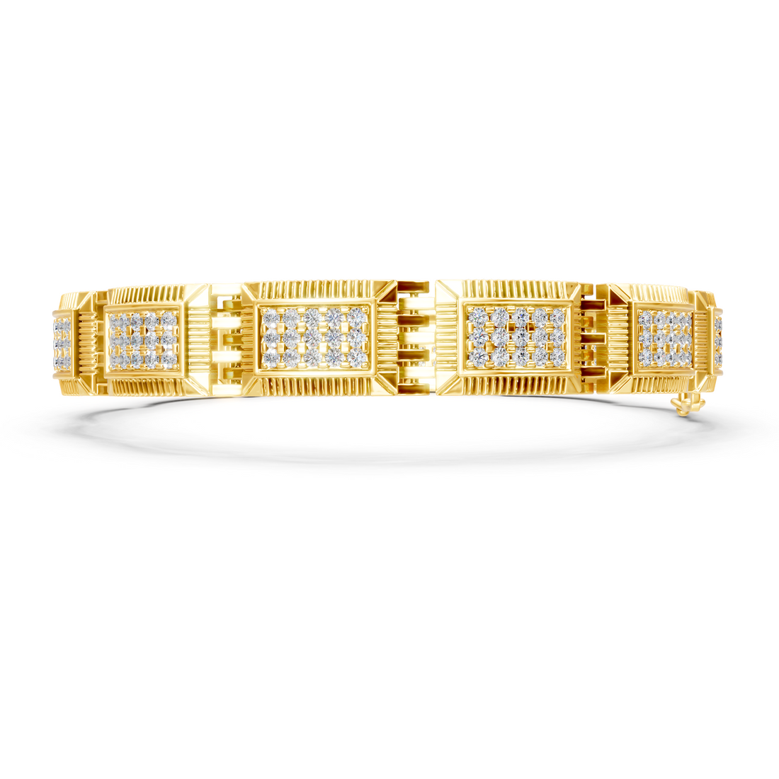 Lab-Grown or Natural Round Diamond Men's Bracelet - 3.78ct | Gold, White Gold, Rose Gold, Silver