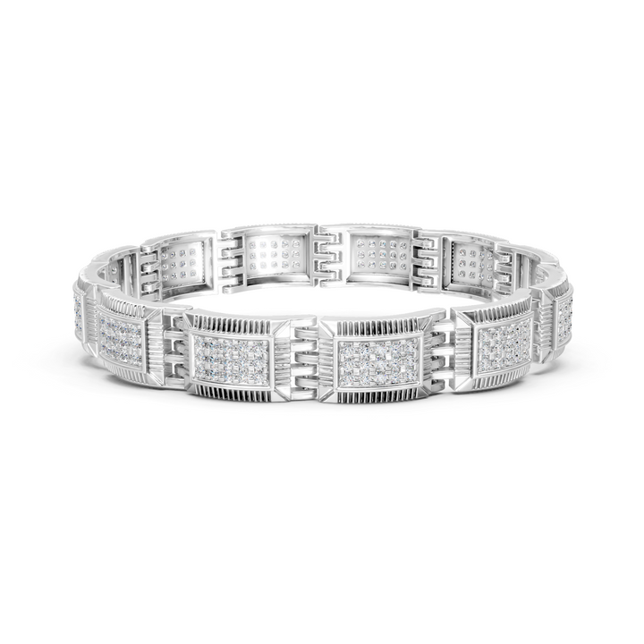 Lab-Grown or Natural Round Diamond Men's Bracelet - 3.78ct | Gold, White Gold, Rose Gold, Silver