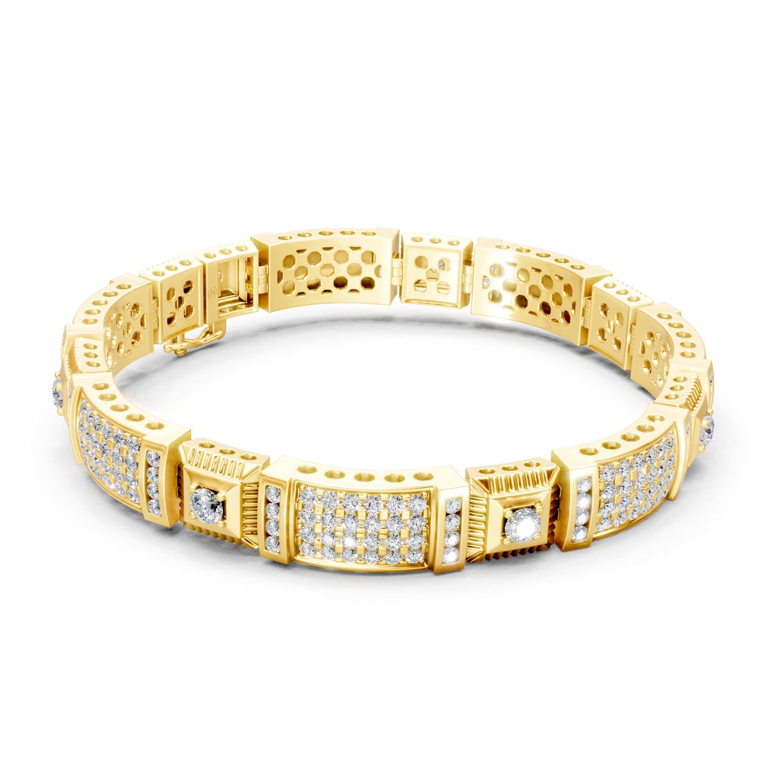 Lab-Grown or Natural Round Diamond Men's Bracelet - 5.87ct | Gold, White Gold, Rose Gold, Silver