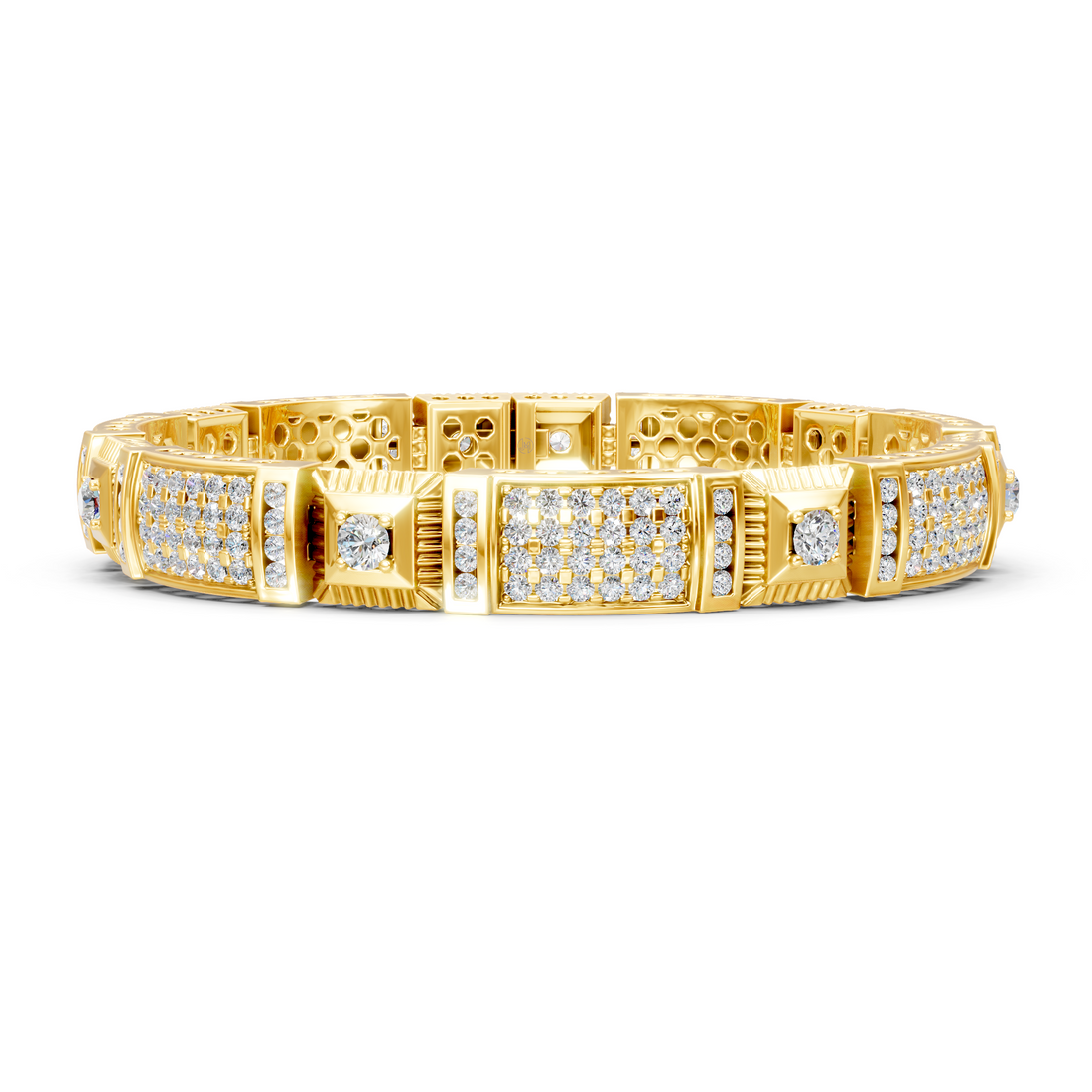 Lab-Grown or Natural Round Diamond Men's Bracelet - 5.87ct | Gold, White Gold, Rose Gold, Silver