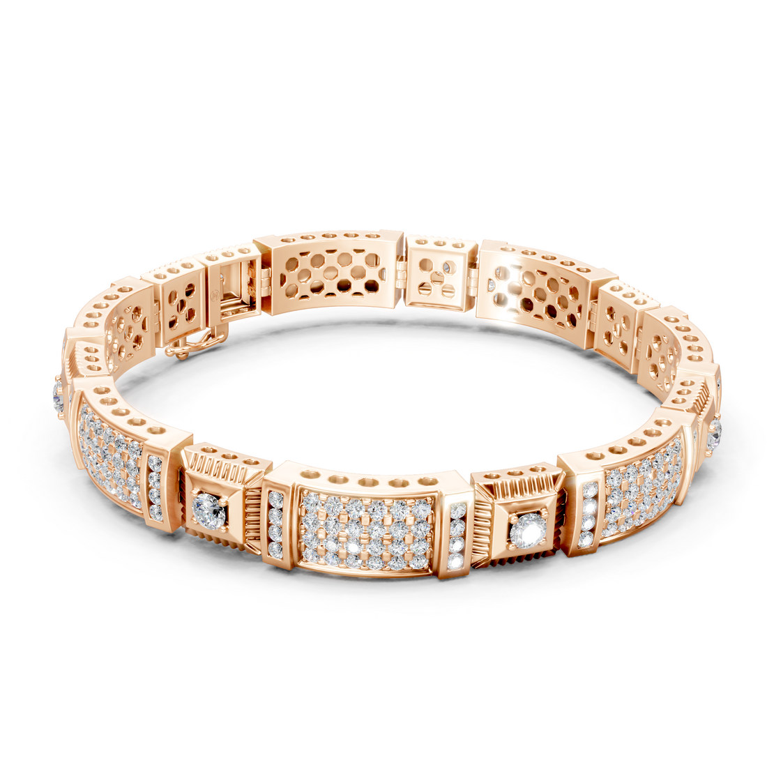 Lab-Grown or Natural Round Diamond Men's Bracelet - 5.87ct | Gold, White Gold, Rose Gold, Silver