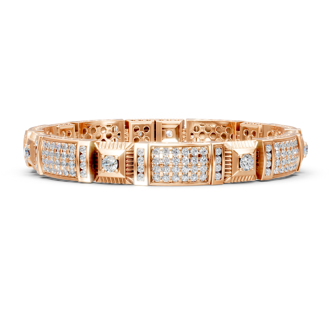 Lab-Grown or Natural Round Diamond Men's Bracelet - 5.87ct | Gold, White Gold, Rose Gold, Silver