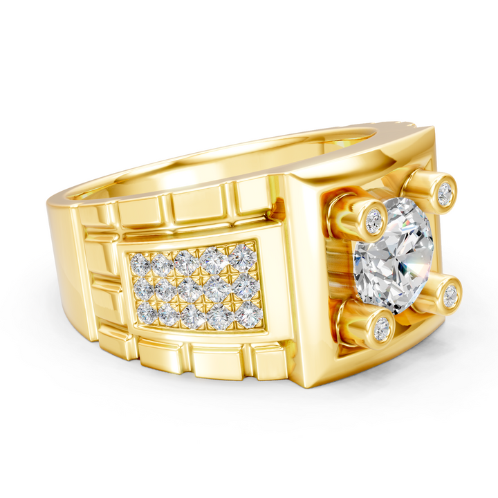 Moissanite or Lab-Grown Round Diamond Bold Men's Ring - 1.35ct | 925 Silver