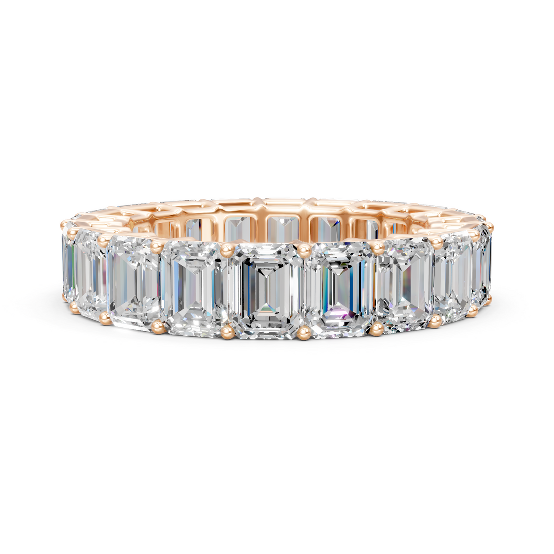 Lab-Grown or Natural Emerald Diamond Eternity Ring Band - 2.8ct | Gold, White Gold, Rose Gold, Silver