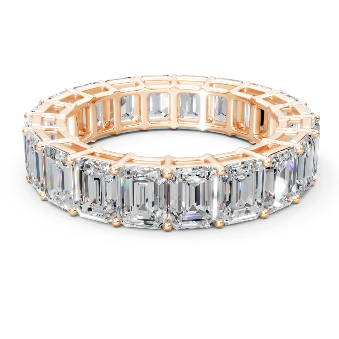 Lab-Grown or Natural Emerald Diamond Eternity Ring Band - 2.8ct | Gold, White Gold, Rose Gold, Silver