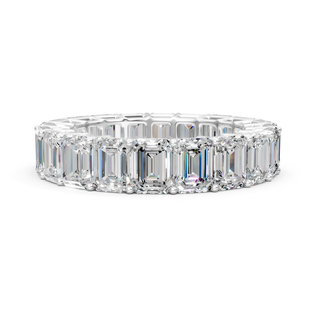 Lab-Grown or Natural Emerald Diamond Eternity Ring Band - 2.8ct | Gold, White Gold, Rose Gold, Silver