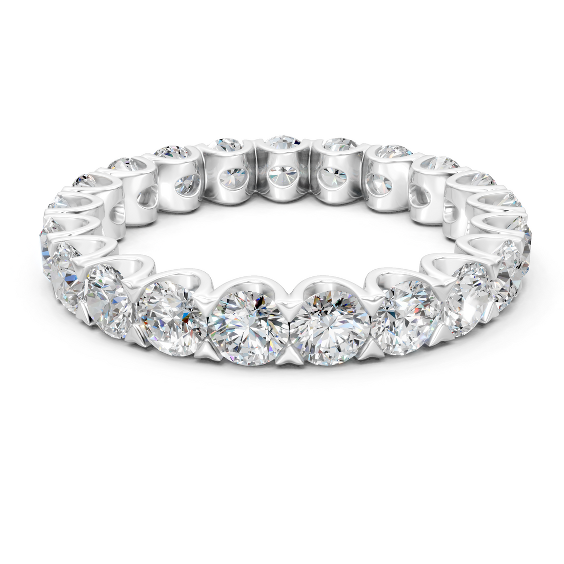 Lab-Grown or Natural Round Diamond Eternity Ring Band - 2.75ct | Gold, White Gold, Rose Gold, Silver