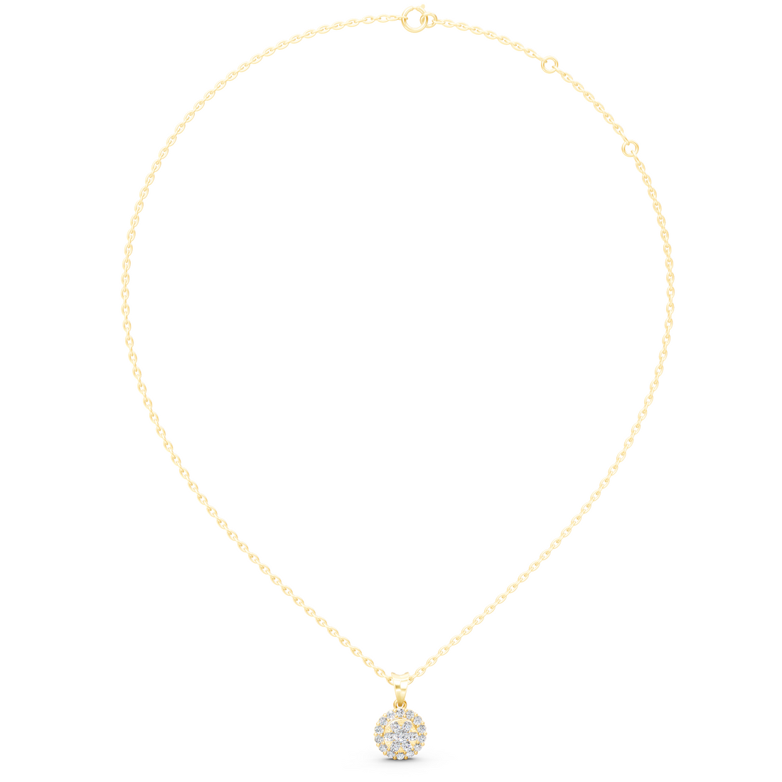 Lab-Grown or Natural Round Diamond Cluster Pendant - 1.1ct | Gold, White Gold, Rose Gold, Silver