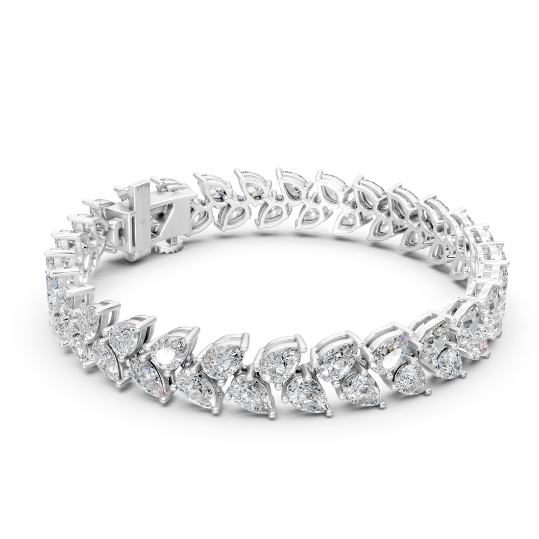 Lab-Grown or Natural Pear Diamond Tennis Bracelet - 14.5ct | 7.5 inch | Gold, White Gold, Rose Gold, Silver